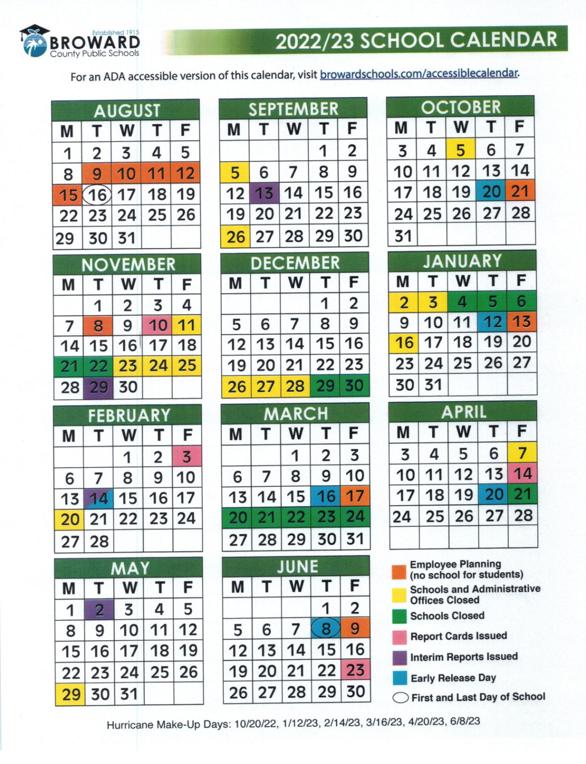 2022 2023 Broward County Public Schools Calendar Color Image 1179x1536 